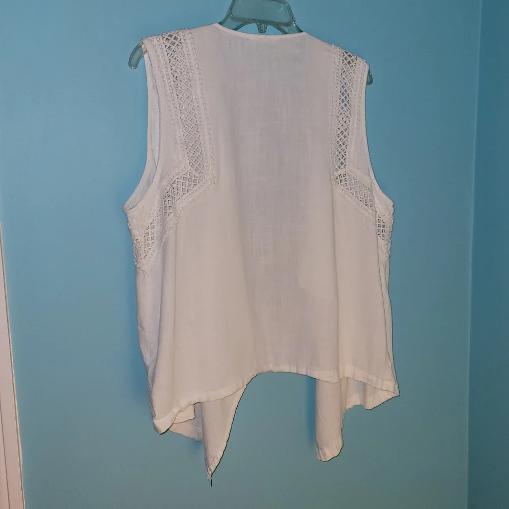 Maurices Linen White Open Front Caridgan Vest sz. XXL - Picture 2 of 6